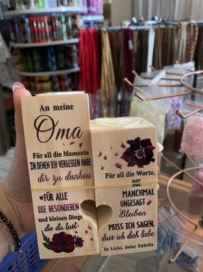 świecznik drewniany serce, prezent dla babci Oma