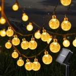 12M 100 LED Solarne lampki sznurkowe, 8 trybów, kryształowe światło solarne