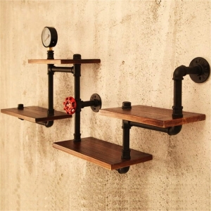 INDUSTRIALNA PÓŁKA ŚCIENNA LOFT 120 CM, DREWNO I METAL, UNIKATOWY DESIGN