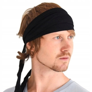 Opaska na Głowę do Jogi Pirata Ninja Bandana Ochrona Słońcem Czarna