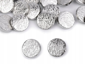 Metalowe guziki nawlekane kształt okrągły fi 17,6 mm SREBRNE 5 szt.