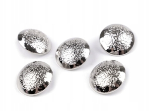 Metalowe guziki nawlekane kształt okrągły fi 23 mm srebrny 5 szt. 1205302
