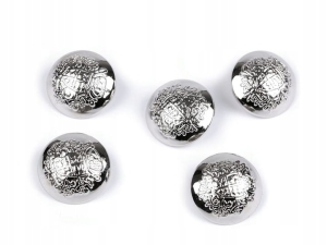 Metalowe guziki nawlekane kształt okrągły fi 20 mm srebrne 5 szt.