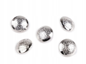 Metalowe guziki nawlekane kształt okrągły fi 17,5 mm srebrny 5 szt.