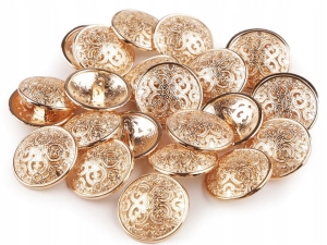 Metalowe guziki nawlekane kształt okrągły fi 22,7 mm złoty 5 szt.