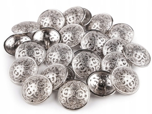 Metalowe guziki nawlekane kształt okrągły fi 22,7 mm srebrny 5 szt. 120255