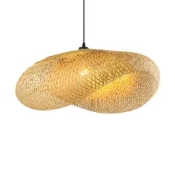 Lampa Retro Schindora 80cm rattanowa ręcznie tkana do kawiarni boho