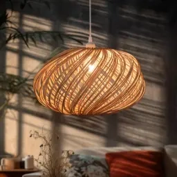 Abażur 45 cm beżowy, brązowy Maison d'Ailleurs naturalnego rattanu