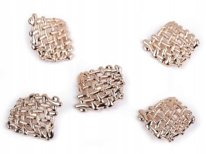 Metalowe guziki nawlekane kształt kwadratowy 33x30 mm złoty 5 szt. 120801