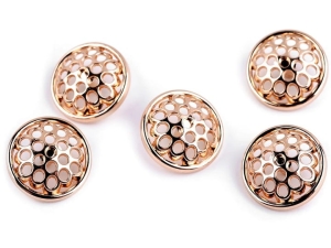 Metalowe guziki nawlekane kształt okrągły 22,8 mm złoty 5 szt. 120792