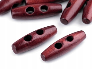 GUZIK DREWNIANY KOŁEK 12 X 40 MM BURGUND ( 10szt )