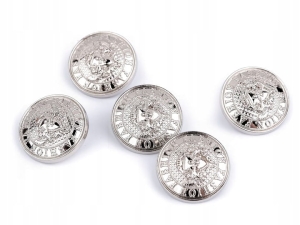 Metalowe guziki nawlekane kształt okrągły fi 20 mm srebrne 5 szt 120793