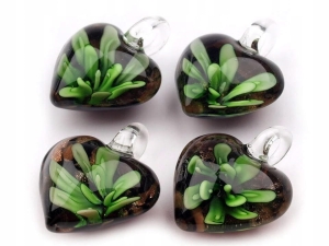 Zawieszka szklana serce 21x21 mm zielony irlandzki ( 1 szt )