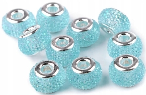 Koraliki efekt AB 9 x 14 mm duży otwór do przewlekania charms 10szt turkus