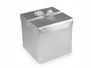 Pudełko prezentowe z kokardką metaliczne 1 srebrny 22x22