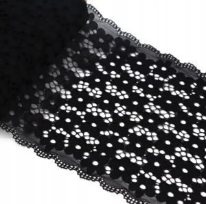 Koronka siatkowa (1 mb) 180 mm czarna syntetyk koronka elastyczna e321