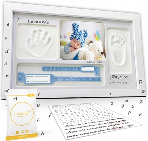 Lalfof ramka na zdjęcia i odcisk stopy dłoni dziecka metryczka.