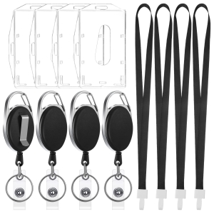 Smycz Zwijana Na Kartę klucze praca Identyfikator zestaw 4 sztuki smycz