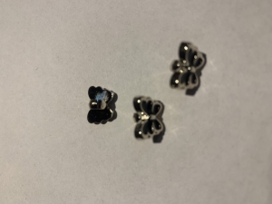 Guziki dla dzieci 5szt. motylek czarny / srebro 9x13 mm.