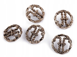 Guziki metalowe okrągłe 15mm stary mosiądz 5szt  120785