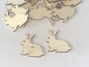 Scrapki drewniane zajączki 20szt. 3cm. kolor naturalny.