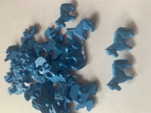 Guzik 3D plastikowy dziecięcy konik niebieski 17 x 15 mm (2szt) 