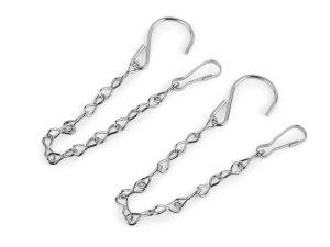 Łańcuszek metalowy do zawieszenia dekoracji, kwietnika 25 cm 2 szt SREBRNE