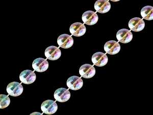 Szlifowane kamyczki 11 mm na sznurku ( 1 mb ) opalenizujące, efekt AB