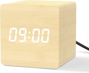AboveClock budzik cyfrowy LED funkcja drzemki USB jasny beż