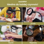 Lampa z Lupą 8x LED Biurkowa Szkło Gęsia Szyja iMagniphy Biała