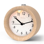 Zegar budzik aboveClock 10cm drewniany analogowy podróżny okrągły Beżowy