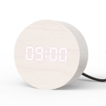 Zegar budzik aboveClock 9 cm drewniany LED budzik podróżny Biały
