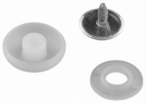Plastikowe guziki do obciągania 16,5 mm białe 25 szt.
