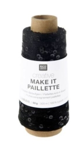 Włóczka Rico Design Creative Make It Paillette 006 czarna