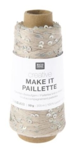 Włóczka Rico Design Creative Make It Paillette 001 beż
