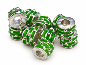 Charms koralik modułowy CAP 02 wzór 22 zielony srebrny do bransoletki