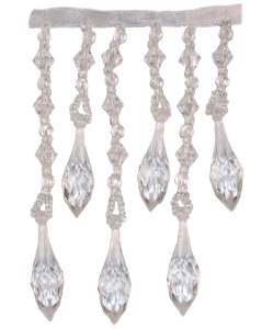 Taśma z koralikami Kufer 014 Biała - 14cm/10cm