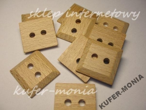 Guzik Drewniany Kwadrat F3