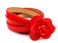 pasek dziecięcy czerwony z kwiatkiem 